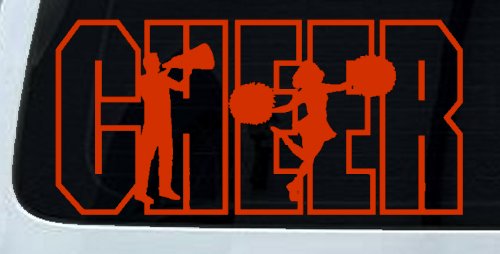 Cheer Cheerleader Car or Truck Window Decal Sticker (Orange Red)