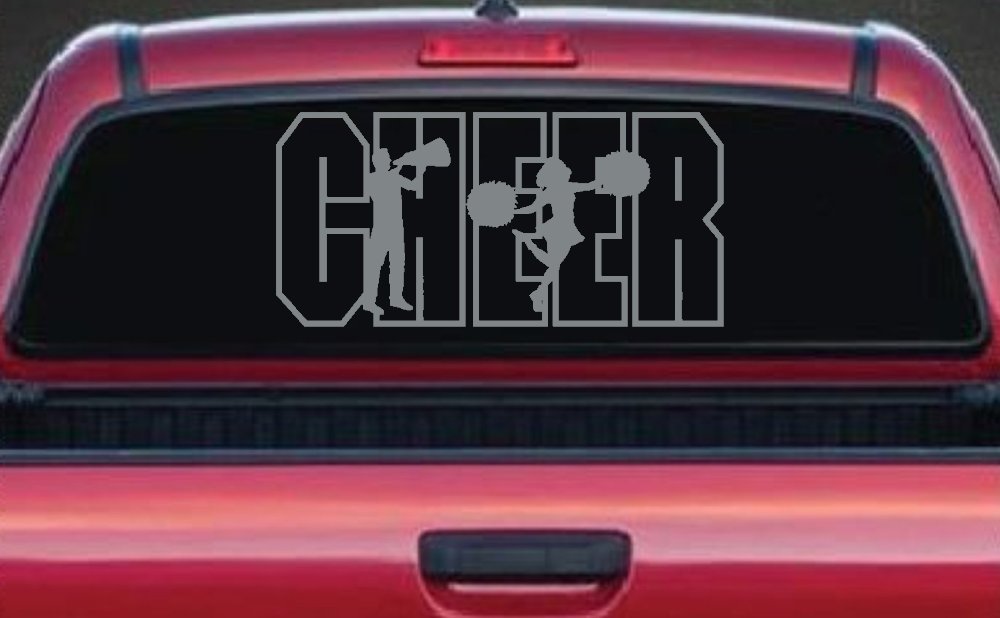 Cheer Cheerleader Car or Truck Window Decal Sticker (Telegrey)