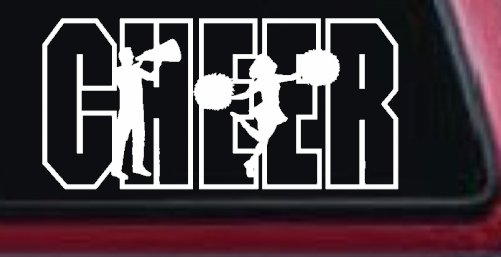 Cheer Cheerleader Car or Truck Window Decal Sticker (White)