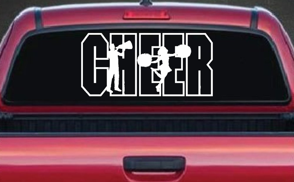 Cheerleader Car Truck Window Decal Vinyl Sticker Spirit Decor (White)