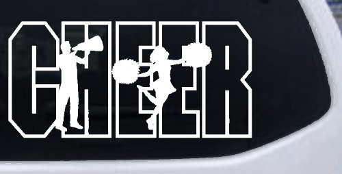Cheer Cheerleader Car or Truck Window Decal Sticker (White)