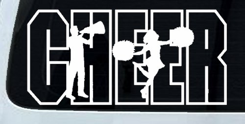 Cheer Cheerleader Car or Truck Window Decal Sticker (White)