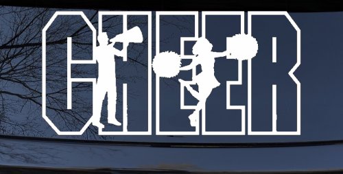 Cheer Cheerleader Car or Truck Window Decal Sticker (White)