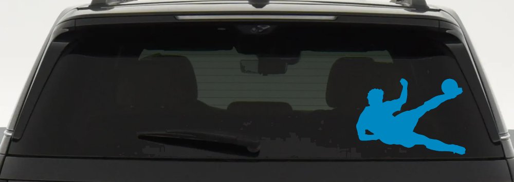 Soccer Player Sports Car or Truck Window Decal Sticker (Blue)