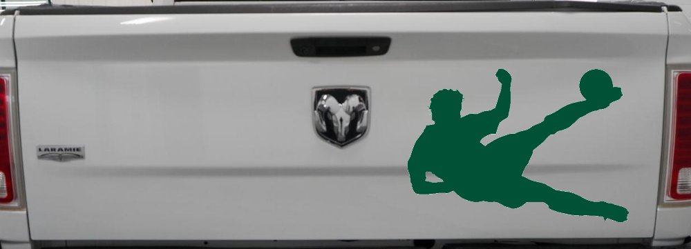 Soccer Player Sports Car or Truck Window Decal Sticker (Dark Green)