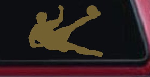 Soccer Player Sports Car or Truck Window Decal Sticker (Gold)