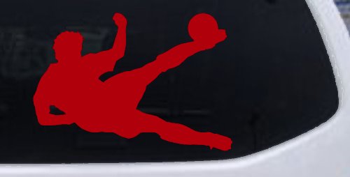 Soccer Player Sports Car or Truck Window Decal Sticker (Red)