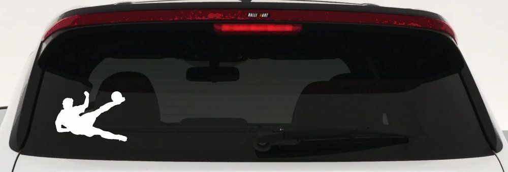 Soccer Player Sports Car or Truck Window Decal Sticker (White)