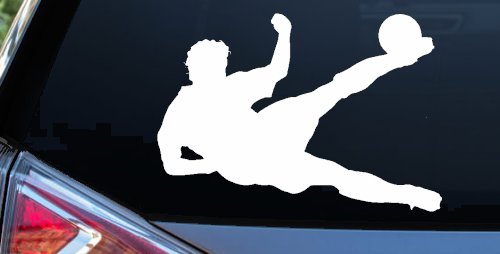 Soccer Player Sports Car or Truck Window Decal Sticker (White)
