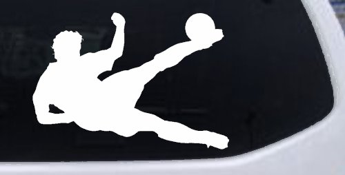 Soccer Player Sports Car or Truck Window Decal Sticker (White)