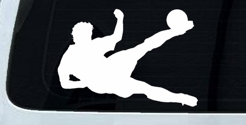 Soccer Player Sports Car or Truck Window Decal Sticker (White)