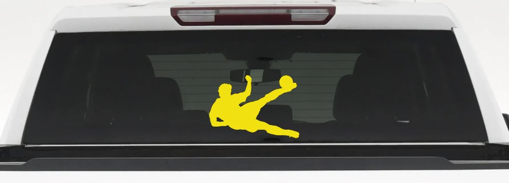 Soccer Player Sports Car or Truck Window Decal Sticker (Yellow)