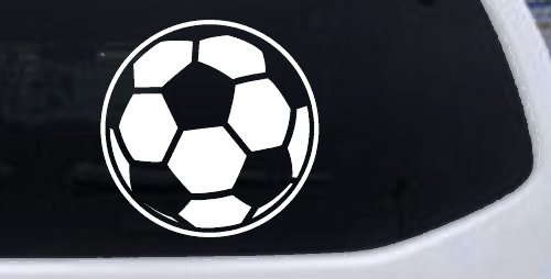 Soccer Ball Car Truck Window Decal Sticker Vinyl Sports Auto Decor (White)