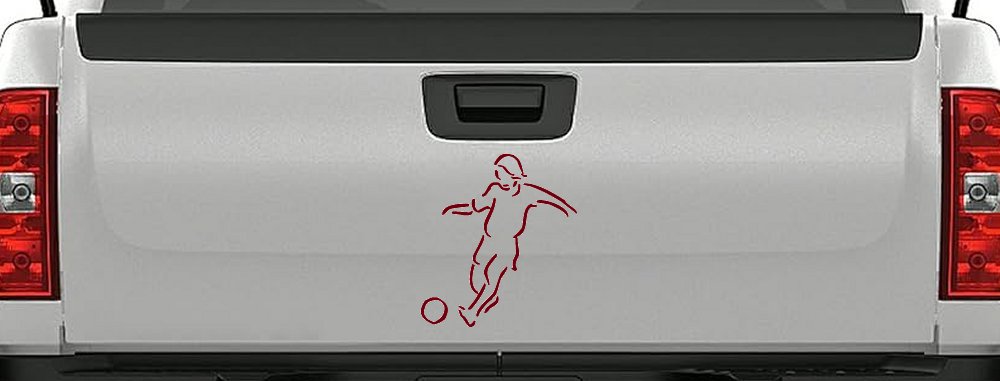 Tribal Soccer Player Sports Car or Truck Window Decal Sticker (Burgundy)