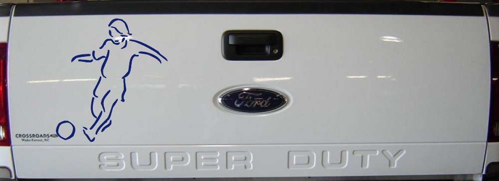 Tribal Soccer Player Sports Car or Truck Window Decal Sticker (Navy)