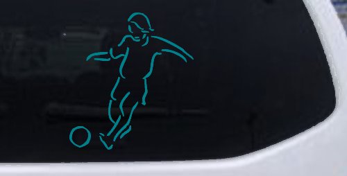 Tribal Soccer Player Sports Car or Truck Window Decal Sticker (Turquoise Blue)