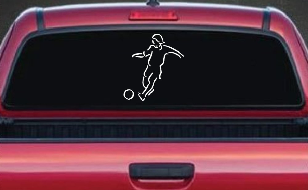 Tribal Soccer Player Sports Car or Truck Window Decal Sticker (White)