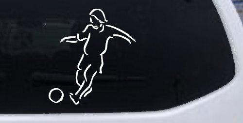 Tribal Soccer Player Sports Car or Truck Window Decal Sticker (White)