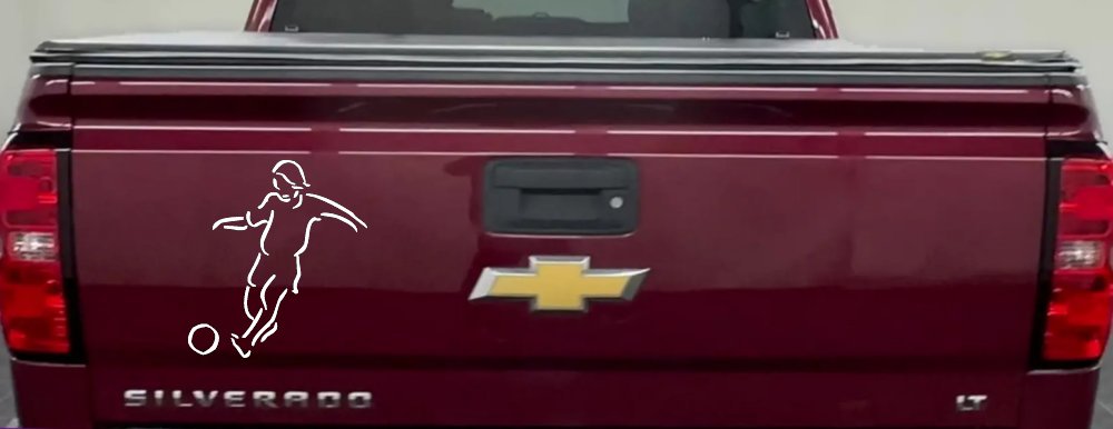 Tribal Soccer Player Sports Car or Truck Window Decal Sticker (White)