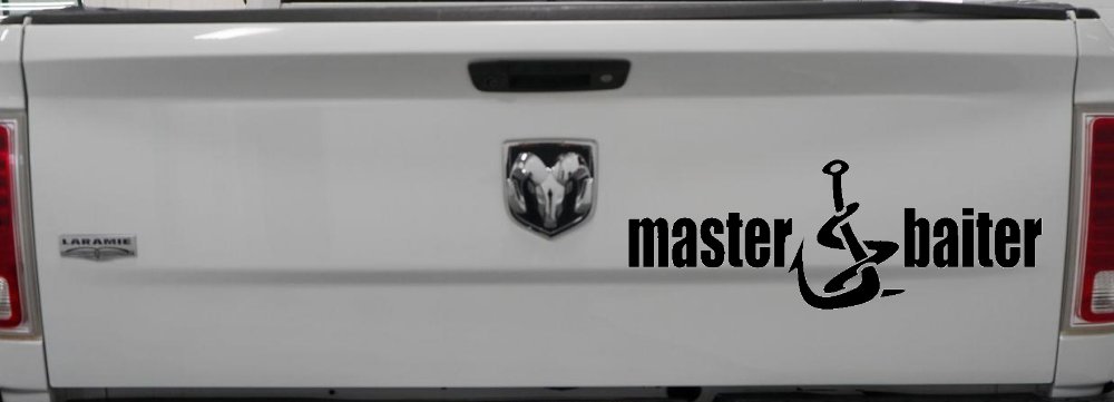 Master Baiter Funny Fishing Hook and Worm Car or Truck Window Decal Sticker