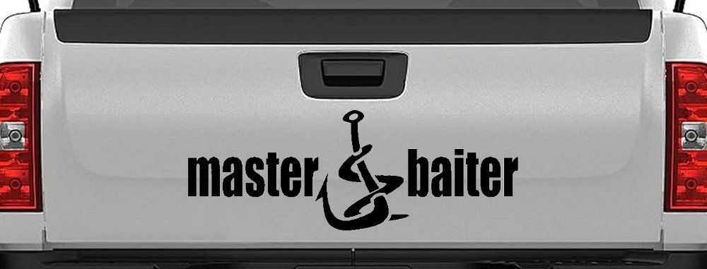 Master Baiter Funny Fishing Hook and Worm Car or Truck Window Decal Sticker