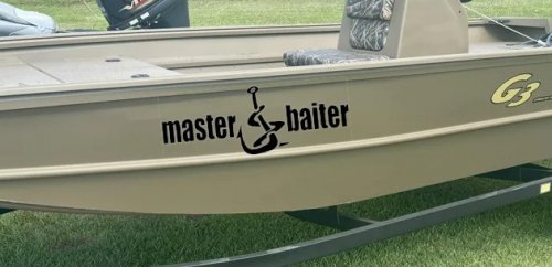 Master Baiter Funny Fishing Hook and Worm Car or Truck Window Decal Sticker (Black)