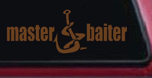 Master Baiter Funny Fishing Hook and Worm Car or Truck Window Decal Sticker