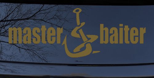 Master Baiter Funny Fishing Hook and Worm Car or Truck Window Decal Sticker