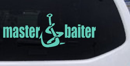 Master Baiter Funny Fishing Hook and Worm Car or Truck Window Decal Sticker