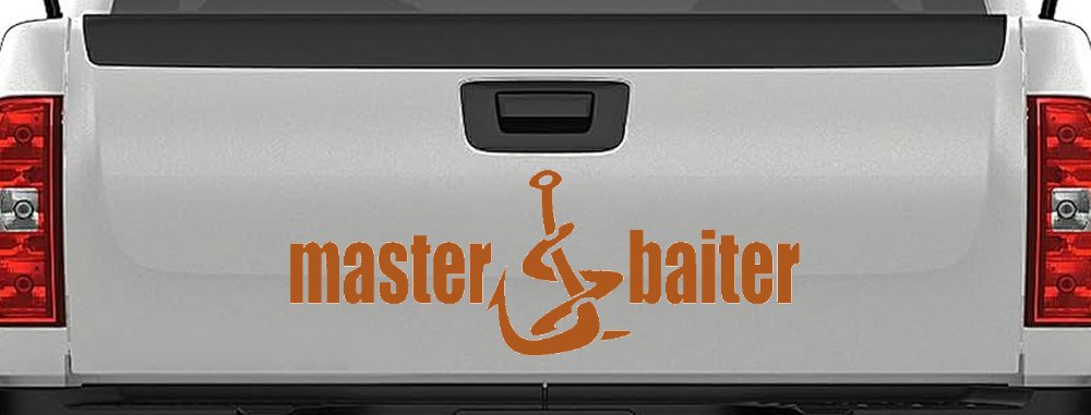Master Baiter Funny Fishing Hook and Worm Car or Truck Window Decal Sticker (Nut Brown)
