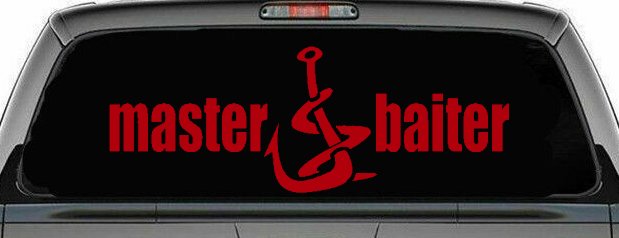 Master Baiter Funny Fishing Hook and Worm Car or Truck Window Decal Sticker