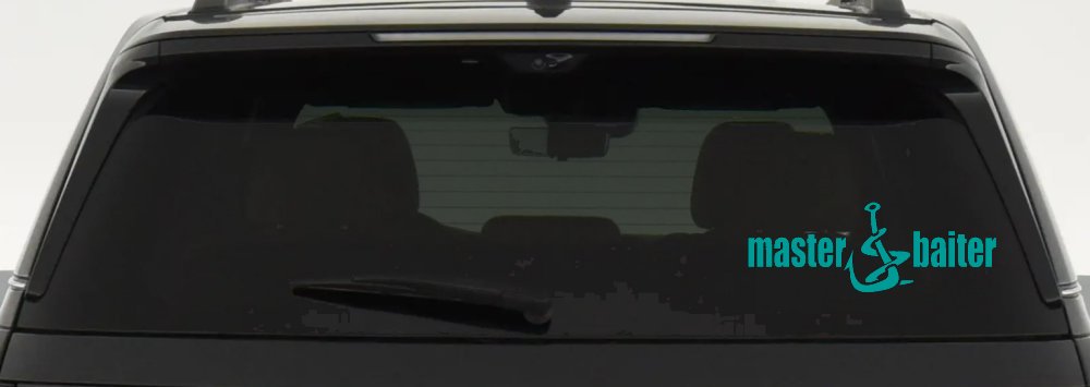Master Baiter Funny Fishing Hook and Worm Car or Truck Window Decal Sticker (Turquoise)