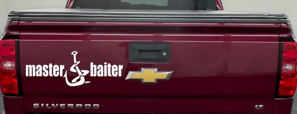 Master Baiter Funny Fishing Hook and Worm Car or Truck Window Decal Sticker (White)