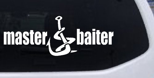 Funny Master Baiter Fishing Decal for Car Truck Window Vinyl Sticker (White)