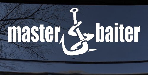 Master Baiter Funny Fishing Hook and Worm Car or Truck Window Decal Sticker