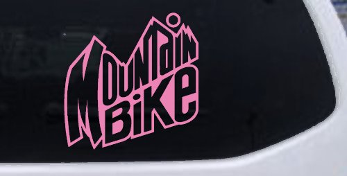 Mountain Bike Decal for Car Truck Window - Vinyl Sticker Adventure (Pink)