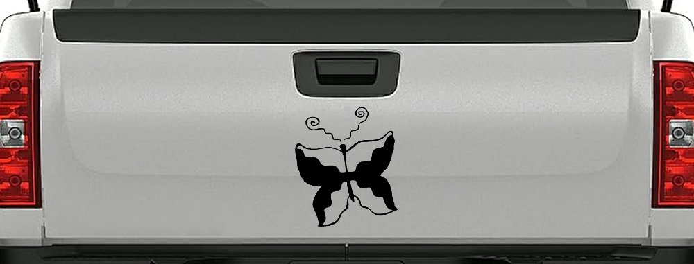 Tribal Butterfly Butterflies Car or Truck Window Decal Sticker (Matte Black)