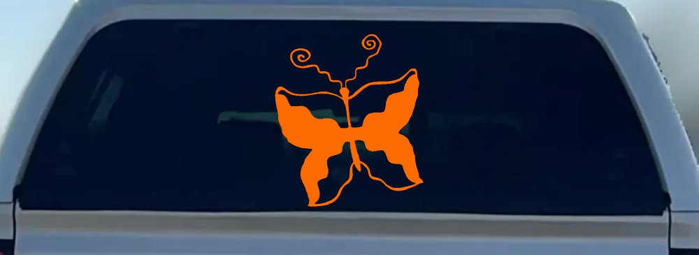 Tribal Butterfly Butterflies Car or Truck Window Decal Sticker (Orange)