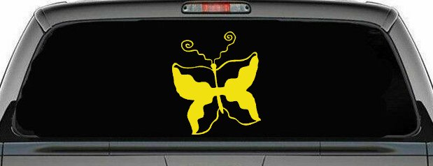 Tribal Butterfly Butterflies Car or Truck Window Decal Sticker (Yellow)