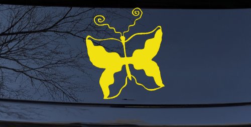 Tribal Butterfly Butterflies Car or Truck Window Decal Sticker (Yellow)