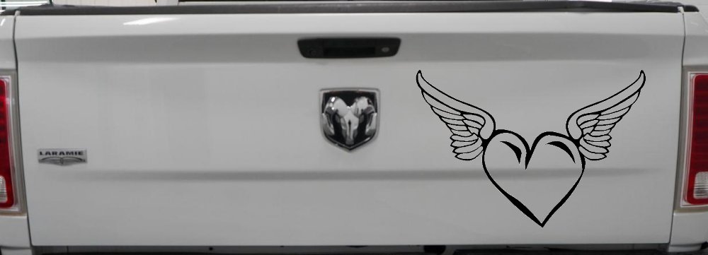 Heart With Wings Love Car or Truck Window Decal Sticker (Black)