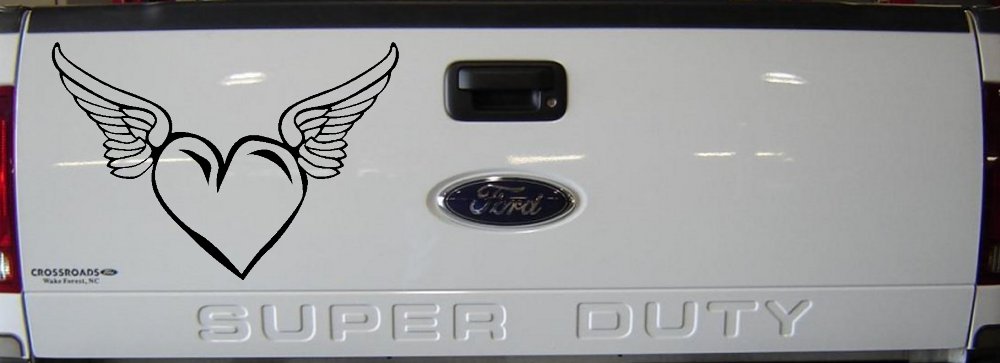 Heart With Wings Love Car or Truck Window Decal Sticker (Black)