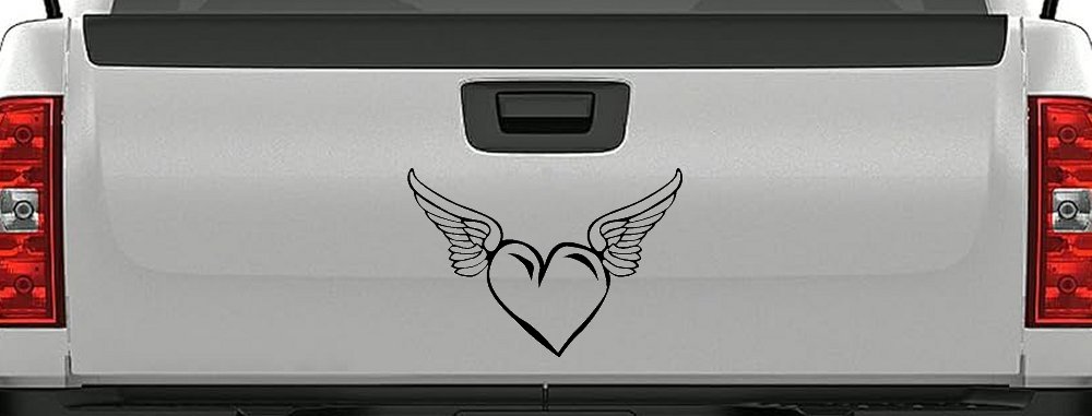 Heart With Wings Love Car or Truck Window Decal Sticker (Black)