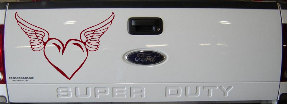 Heart With Wings Love Car or Truck Window Decal Sticker (Burgundy)