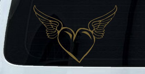 Heart With Wings Love Car or Truck Window Decal Sticker (Gold)