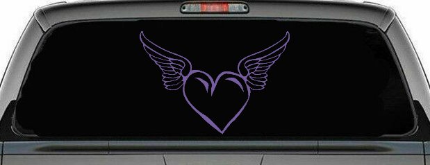 Heart With Wings Love Car or Truck Window Decal Sticker (Purple)