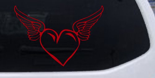 Heart With Wings Love Car or Truck Window Decal Sticker (Red)