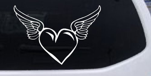 Heart With Wings Love Decal for Car or Truck Window Vinyl Sticker (White)