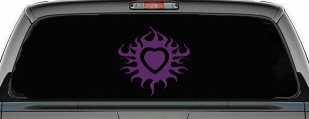 Tribal Flaming Heart Car or Truck Window Decal Sticker