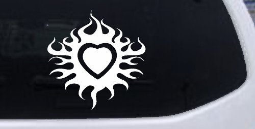 Tribal Flaming Heart Car or Truck Window Decal Sticker